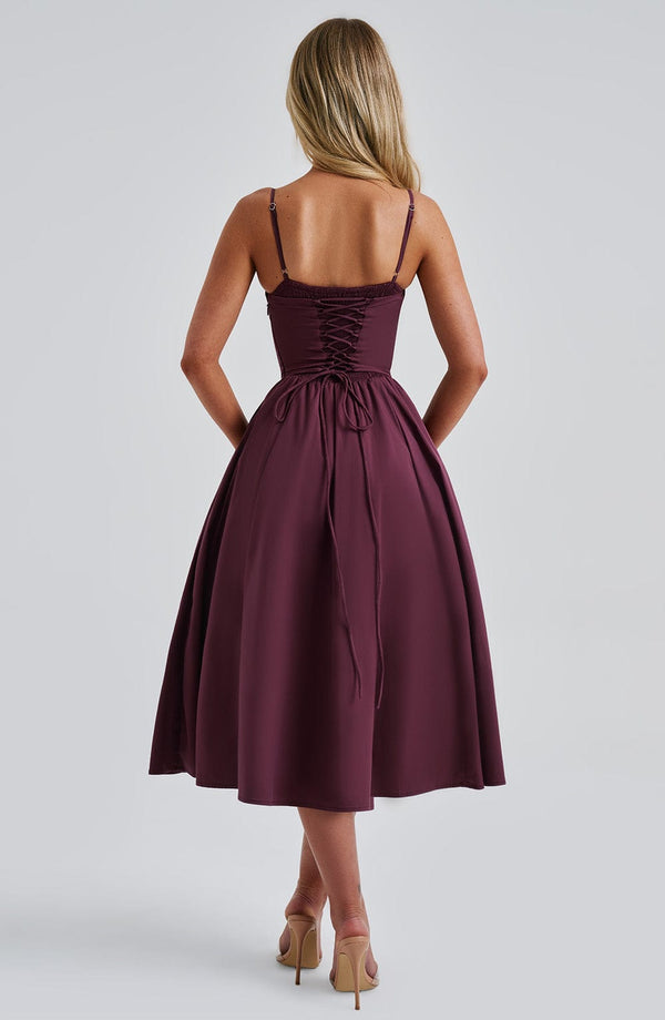 Asymmetric Midi Dress Side Split – Vivienne - Hadassha