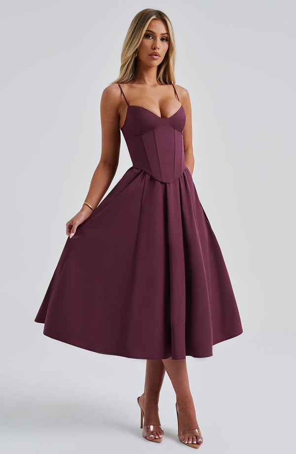 Asymmetric Midi Dress Side Split – Vivienne - Hadassha
