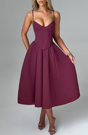 Asymmetric Midi Dress Side Split – Vivienne - Hadassha