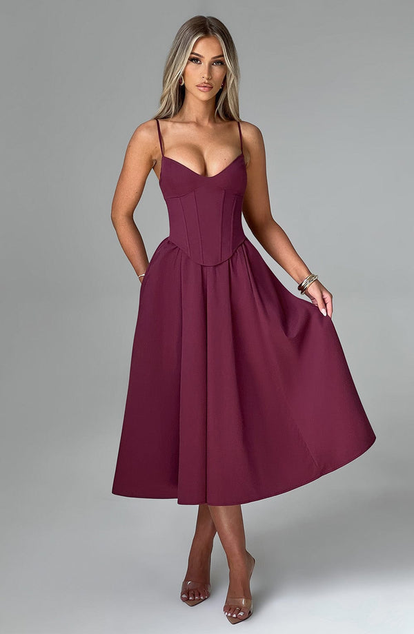 Asymmetric Midi Dress Side Split – Vivienne - Hadassha