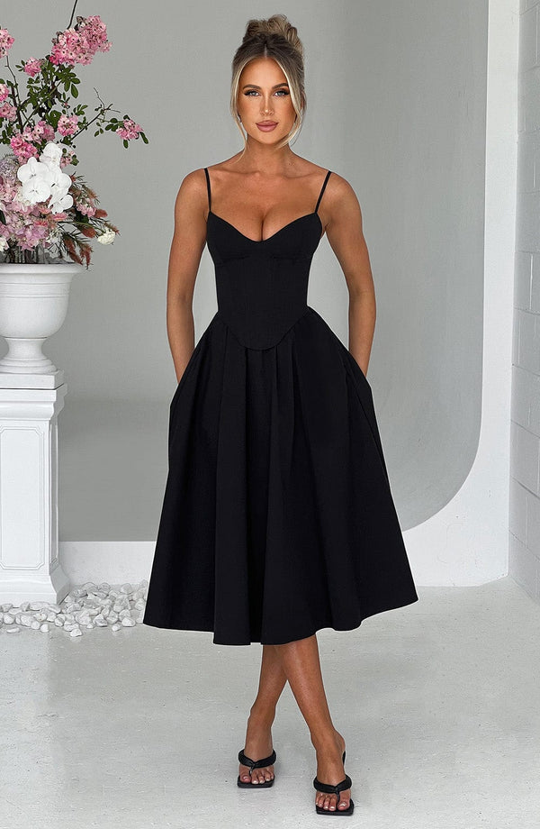 Asymmetric Midi Dress Side Split – Vivienne - Hadassha