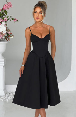 Asymmetric Midi Dress Side Split – Vivienne - Hadassha