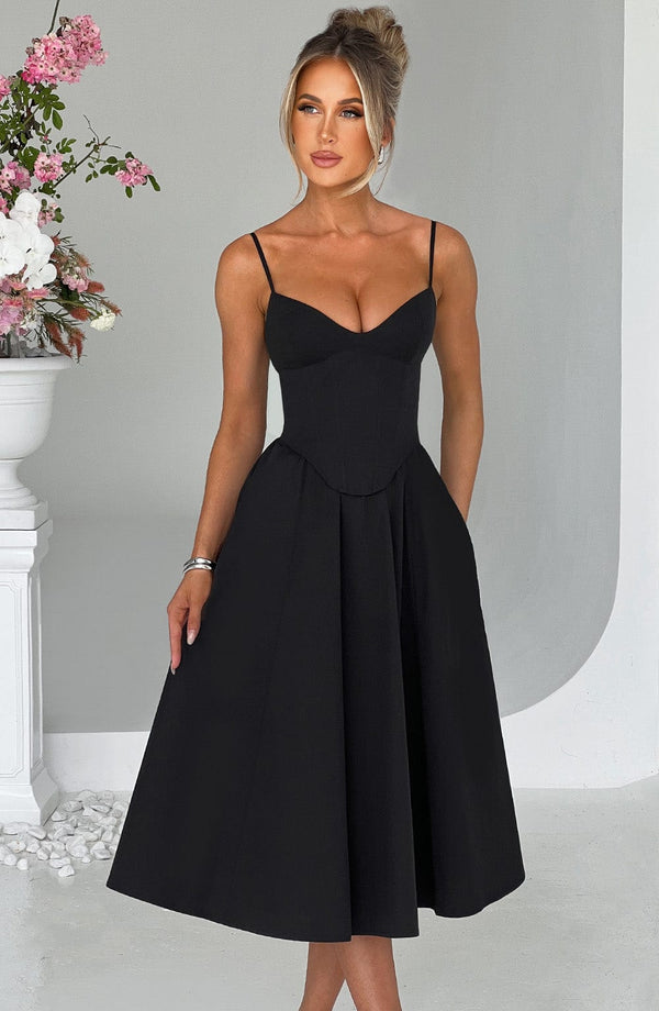 Asymmetric Midi Dress Side Split – Vivienne - Hadassha