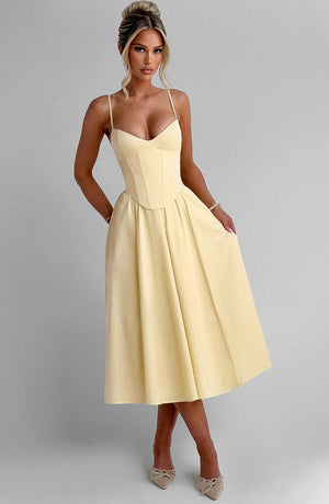 Asymmetric Midi Dress Side Split – Vivienne - Hadassha