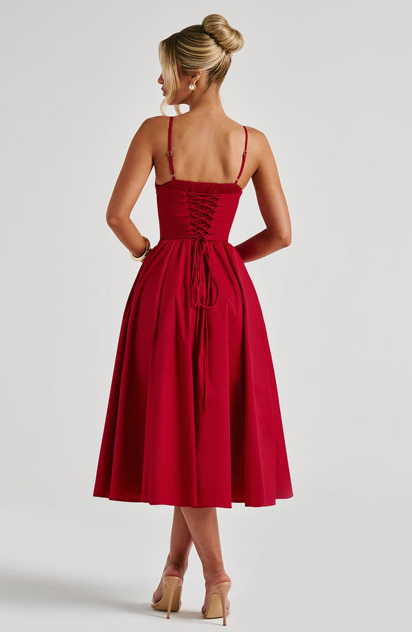 Asymmetric Midi Dress Side Split – Vivienne - Hadassha