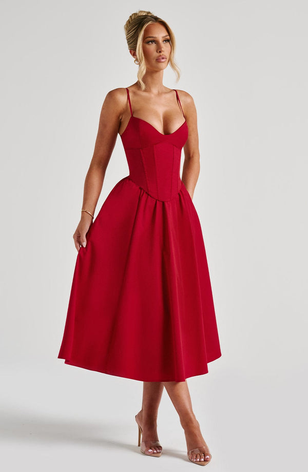 Asymmetric Midi Dress Side Split – Vivienne - Hadassha