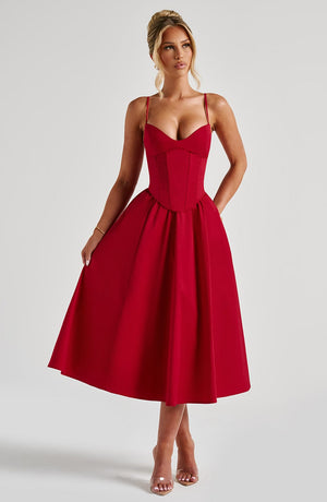 Asymmetric Midi Dress Side Split – Vivienne - Hadassha