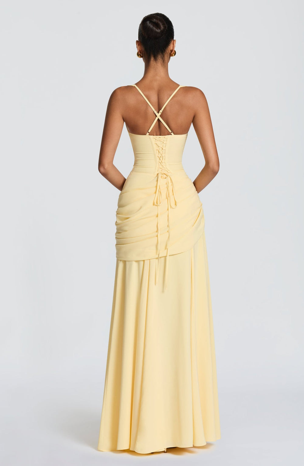 Backless Draped Maxi Dress Tie-Back – Calista - Hadassha
