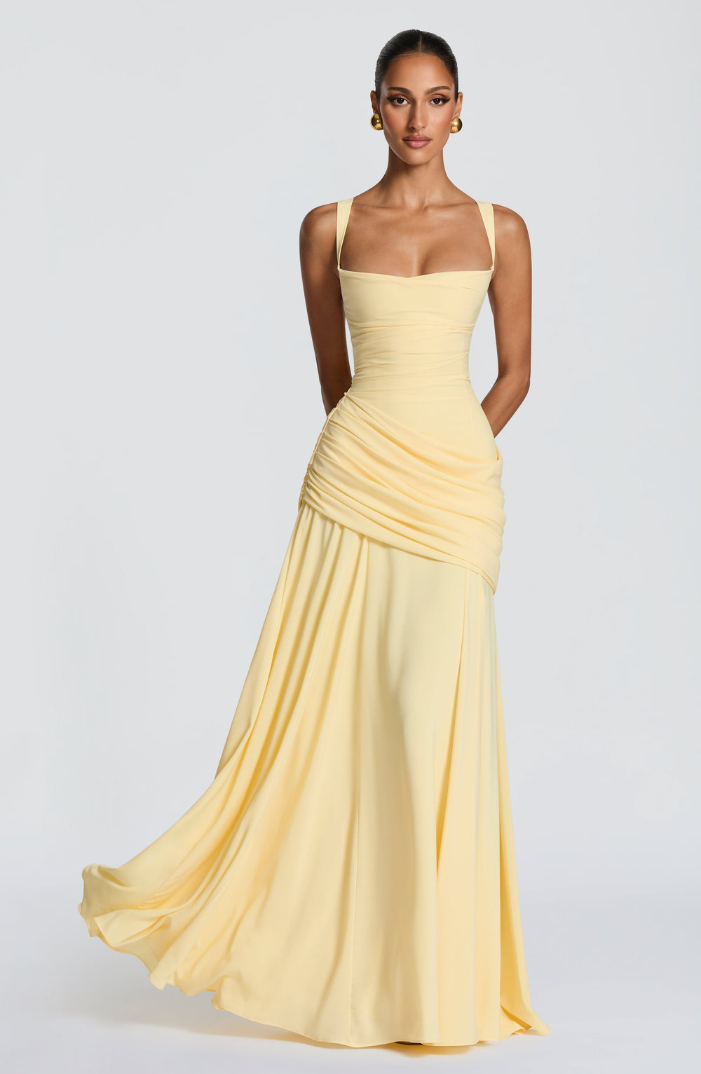 Backless Draped Maxi Dress Tie-Back – Calista - Hadassha