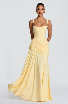 Backless Draped Maxi Dress Tie-Back – Calista - Hadassha