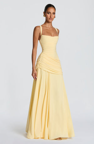 Backless Draped Maxi Dress Tie-Back – Calista - Hadassha