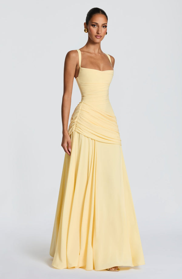 Backless Draped Maxi Dress Tie-Back – Calista - Hadassha