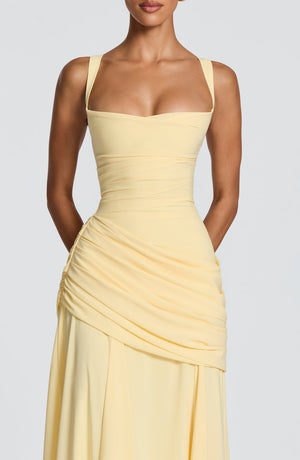 Backless Draped Maxi Dress Tie-Back – Calista - Hadassha