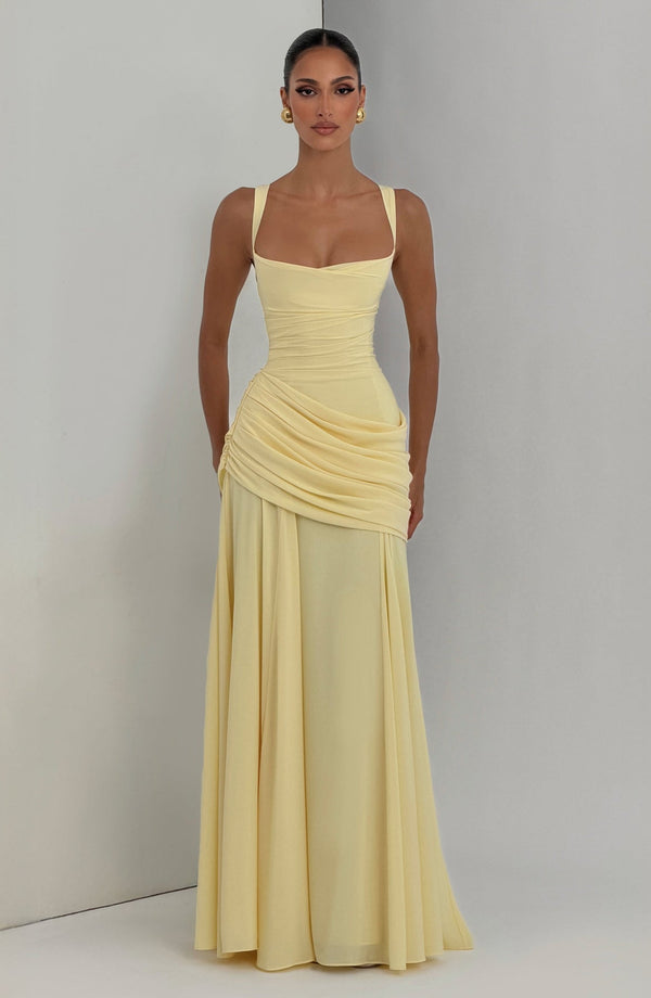 Backless Draped Maxi Dress Tie-Back – Calista - Hadassha