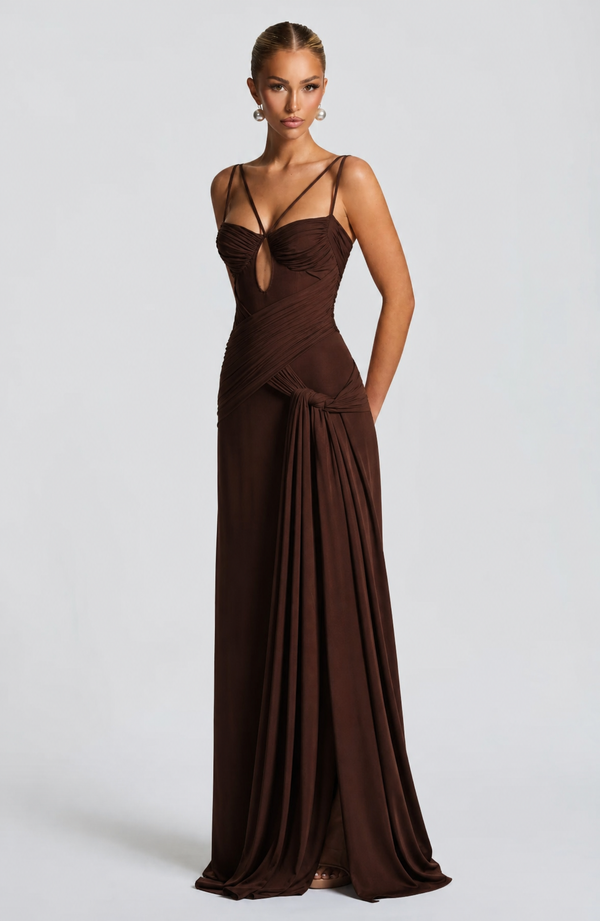 Backless Ruched Maxi Dress – Isolde - Hadassha