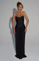 Beaded Mesh Bodice Maxi Dress – Carina - Hadassha