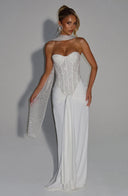 Beaded Mesh Bodice Maxi Dress – Carina - Hadassha
