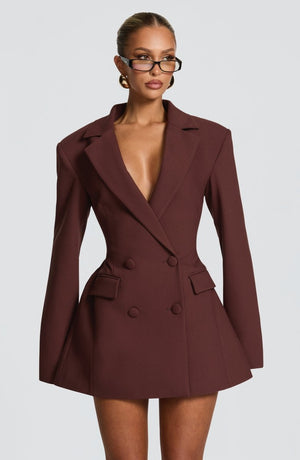 Blazer Mini Dress Tailored – Isadora - Braun - Hadassha