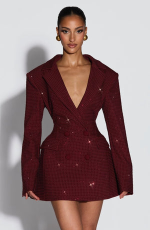Blazer Mini Dress Tailored – Isadora - Burgunderrot - Hadassha