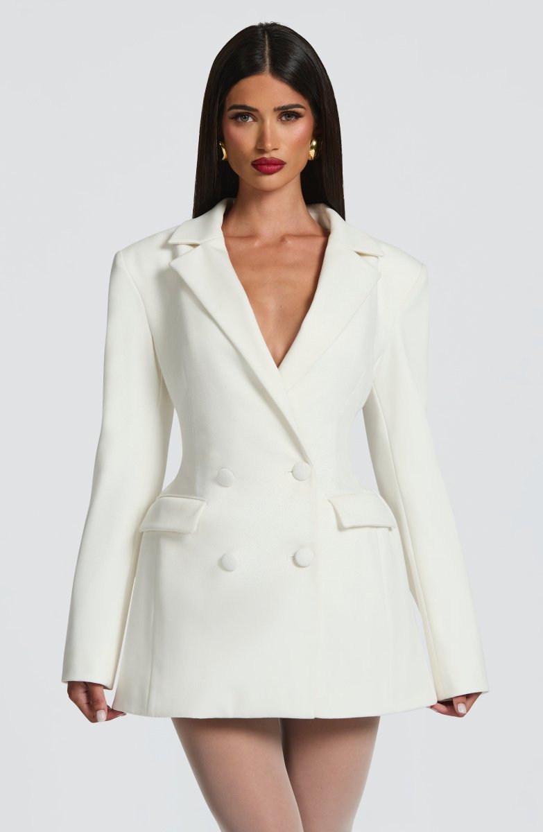 Blazer Mini Dress Tailored – Isadora - Weiß - Hadassha