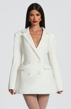 Blazer Mini Dress Tailored – Isadora - Weiß - Hadassha
