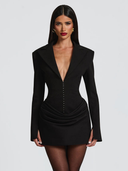Blazer Shirt Corset Dress – Louisa - Black - Hadassha