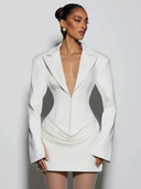 Blazer Shirt Corset Dress – Louisa - White - Hadassha