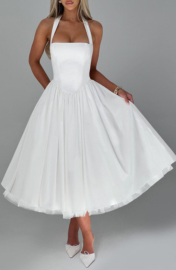 Boned Corset Midi Dress Sculpting Tulle-Lined – Elisabetta - Hadassha