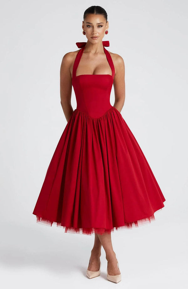 Boned Corset Midi Dress Sculpting Tulle-Lined – Elisabetta - Hadassha