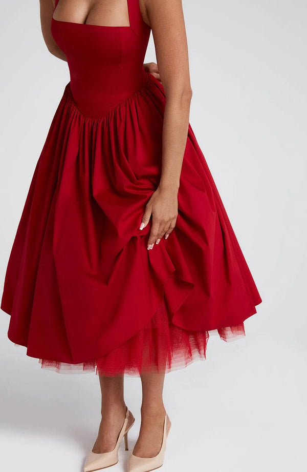 Boned Corset Midi Dress Sculpting Tulle-Lined – Elisabetta - Hadassha