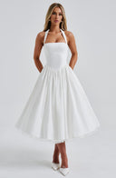 Boned Corset Midi Dress Sculpting Tulle-Lined – Elisabetta - White - Hadassha