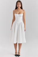 Bustier Dress Waist-Sculpting Adjustable Straps – Sylvia - White - Hadassha