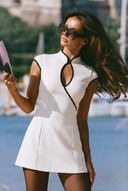 Contrast Cut-Out Mini Dress – Greer - Ivory - Hadassha