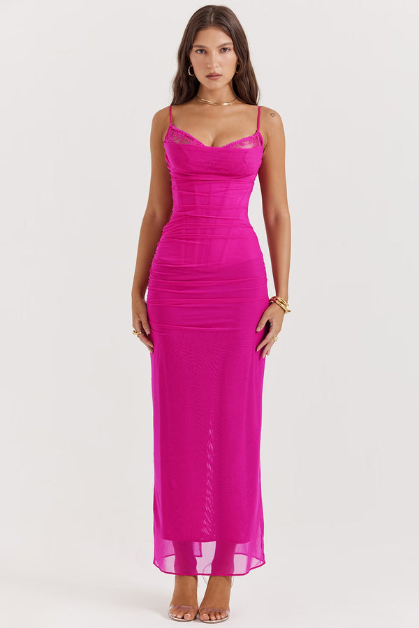 Corset Lace Maxi Dress Bodycon – Nalini - Hadassha