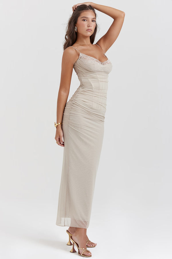 Corset Lace Maxi Dress Bodycon – Nalini - Hadassha