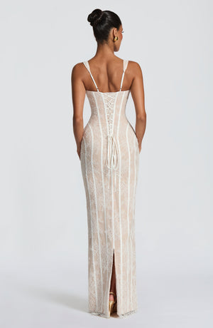 Corset Lace Maxi Dress – Genevieve - Ivory - Hadassha