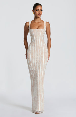 Corset Lace Maxi Dress – Genevieve - Ivory - Hadassha