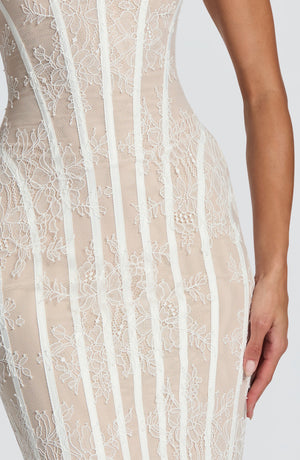 Corset Lace Maxi Dress – Genevieve - Ivory - Hadassha