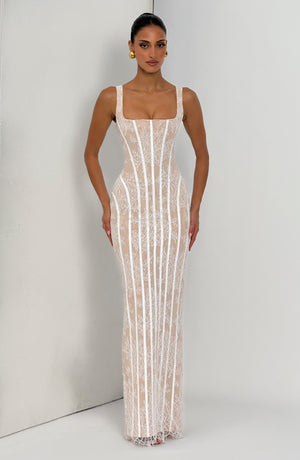 Corset Lace Maxi Dress – Genevieve - Ivory - Hadassha