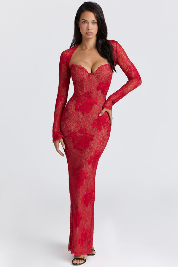 Corset Lace Maxi Dress Sculpting – Lucienne - Hadassha