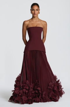 Corset Strapless Maxi Dress – Calla - Cherry Lacquer - Hadassha