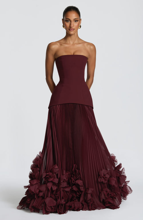 Corset Strapless Maxi Dress – Calla - Cherry Lacquer - Hadassha
