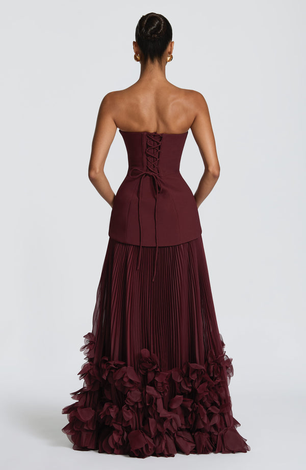Corset Strapless Maxi Dress – Calla - Cherry Lacquer - Hadassha