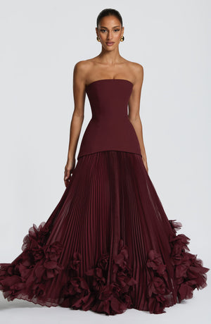 Corset Strapless Maxi Dress – Calla - Cherry Lacquer - Hadassha