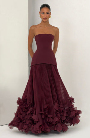 Corset Strapless Maxi Dress – Calla - Cherry Lacquer - Hadassha