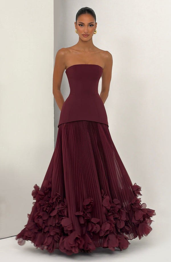 Corset Strapless Maxi Dress – Calla - Cherry Lacquer - Hadassha