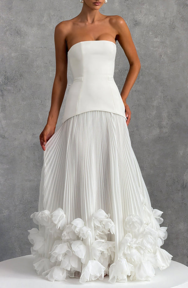 Corset Strapless Maxi Dress – Calla - Ivory - Hadassha