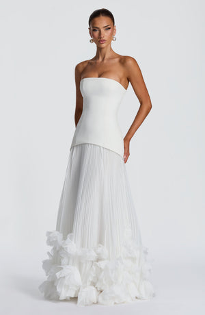 Corset Strapless Maxi Dress – Calla - Ivory - Hadassha
