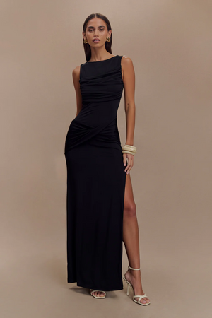Draped Bodycon Midi Dress – Isolde - Hadassha