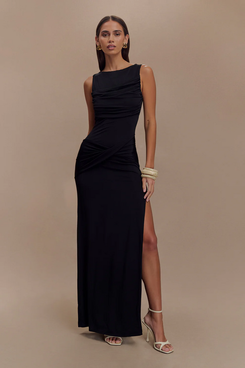Draped Bodycon Midi Dress – Isolde - Hadassha